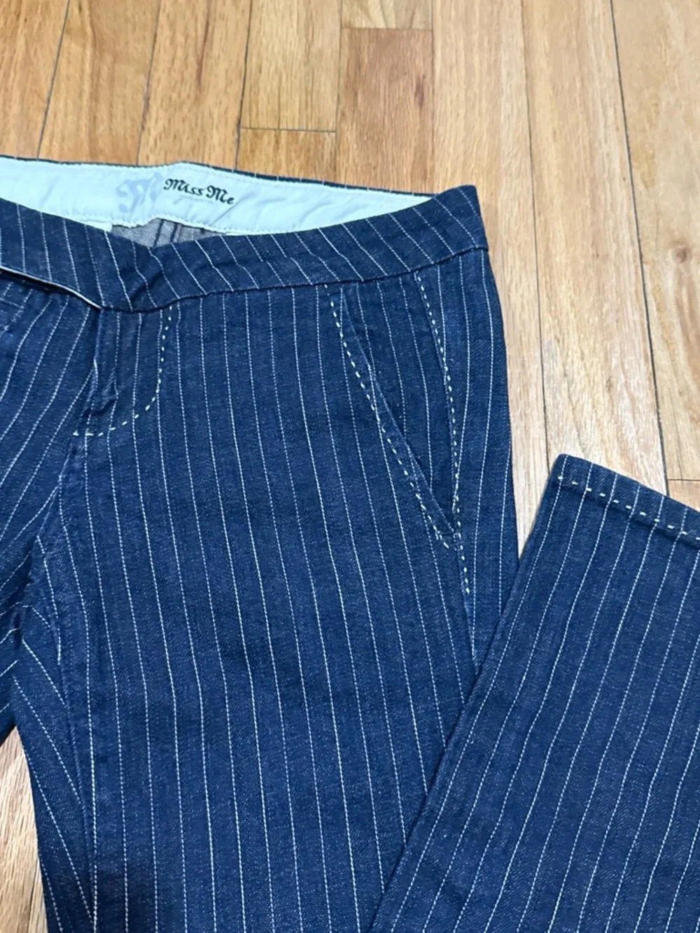Miss Me Navy Pinstripe Corduroy Pants